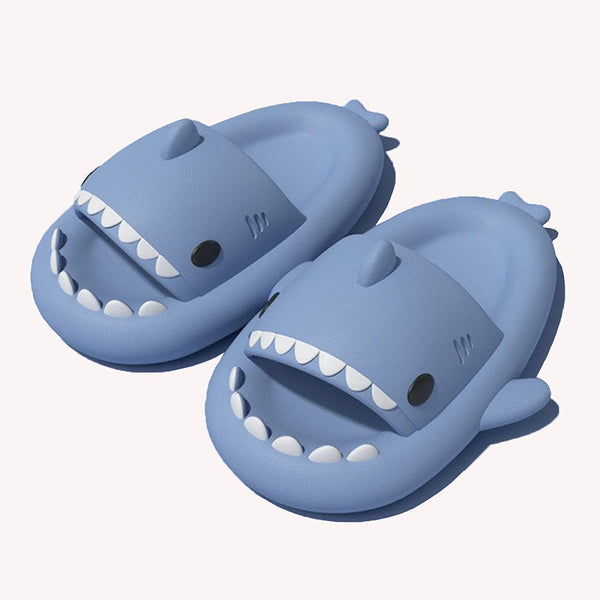 Kids Shark Slides (Periwinkle Blue) - Cloud Slides